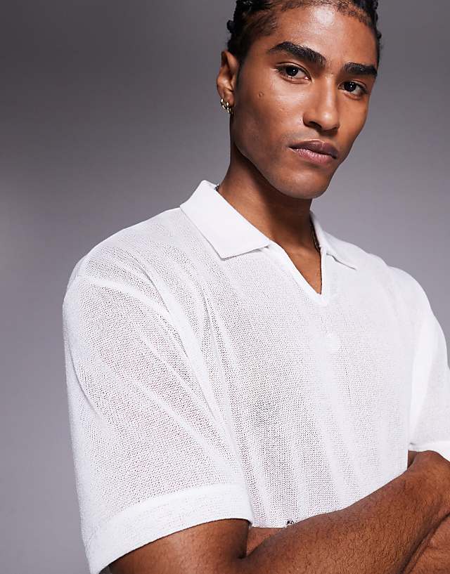 Asos ASOS DESIGN Relaxed Boxy Textured Polo In White