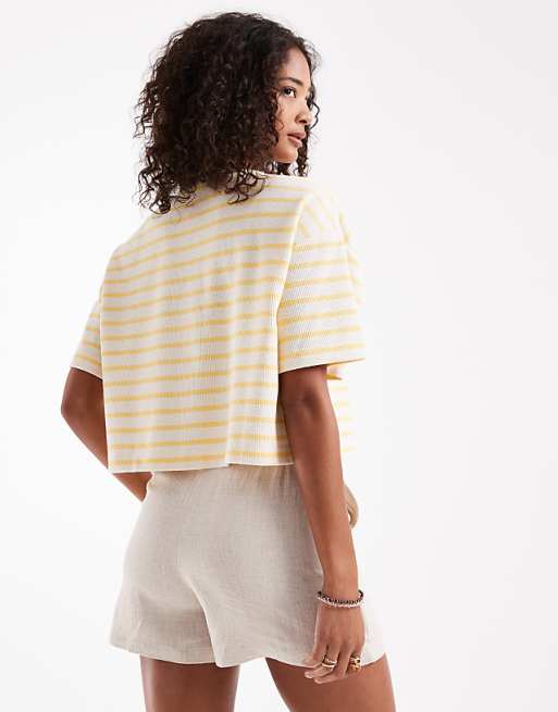 Asos ASOS DESIGN Relaxed Dad Shorts With Linen In Natural