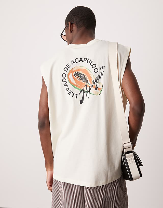 Asos ASOS DESIGN Relaxed Fit Fruit Print Tank In Ecu