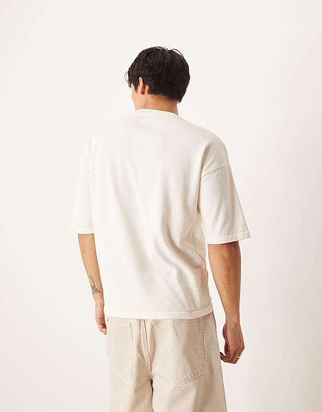 Asos ASOS DESIGN Relaxed Knitted Crew Neck T-shirt With Chest Embroidery In White