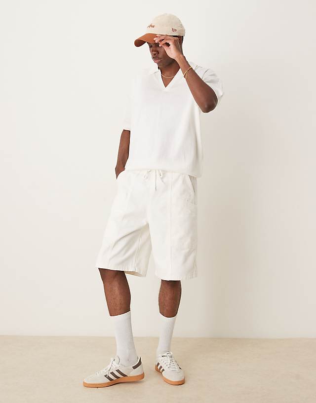 Asos ASOS DESIGN Relaxed Knitted Polo With Notch Neck In White