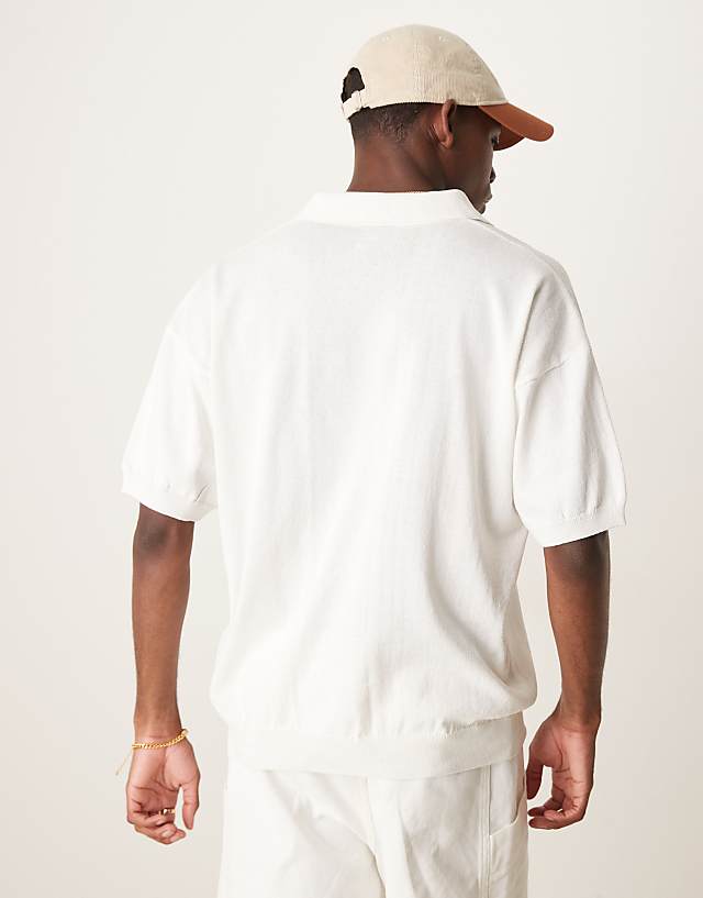 Asos ASOS DESIGN Relaxed Knitted Polo With Notch Neck In White