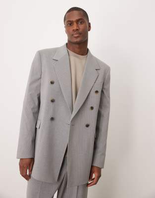 Asos ASOS DESIGN Relaxed Longline Suit In Grey Pinstripe