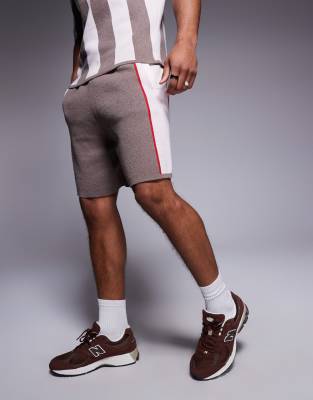 Asos ASOS DESIGN Relaxed Polo Jersey With Belleville Graphic And Shorts Co-ord In Stone