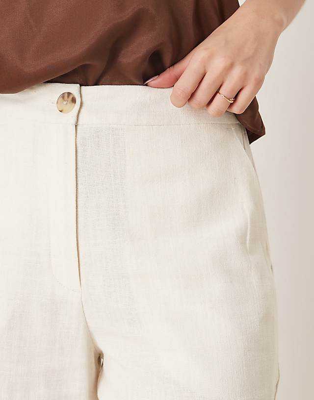 Asos ASOS DESIGN Relaxed Straight Leg Trousers With Linen In Cream