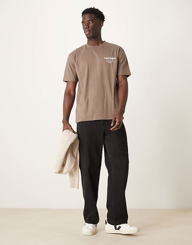 Asos ASOS DESIGN Relaxed T-shirt With Copenhagen Back Print In Brown