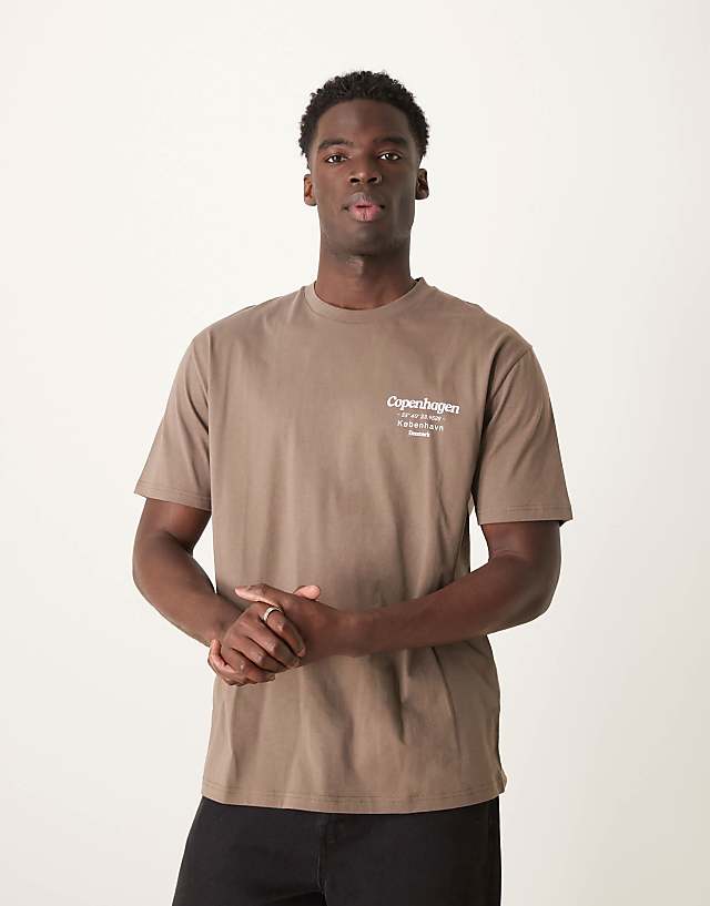 Asos ASOS DESIGN Relaxed T-shirt With Copenhagen Back Print In Brown