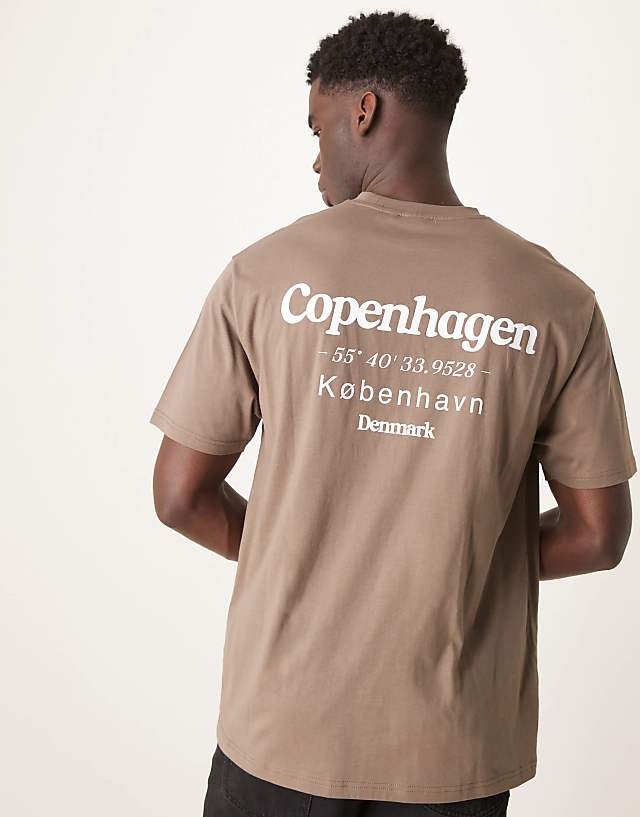 asos ASOS DESIGN relaxed t-shirt with copenhagen back print in brown