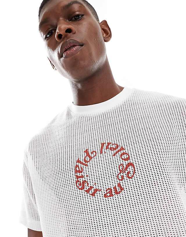 Asos ASOS DESIGN Relaxed T-shirt With Soleil Graphic In Off White Cotton Mesh