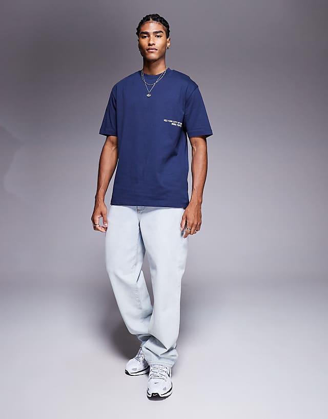 Asos ASOS DESIGN Relaxed T-shirt With Text Graphic In Blue
