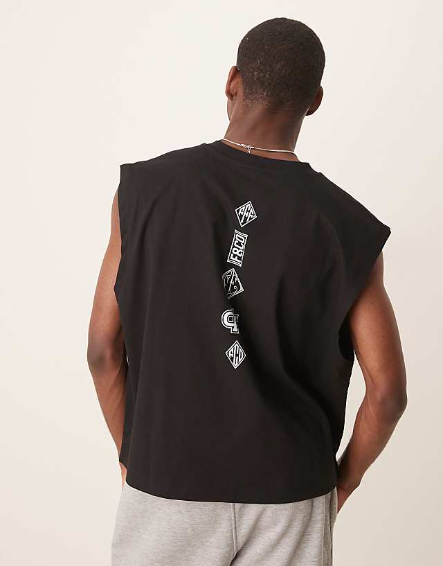 Asos ASOS DESIGN Relaxed Vest With Back Print In Black