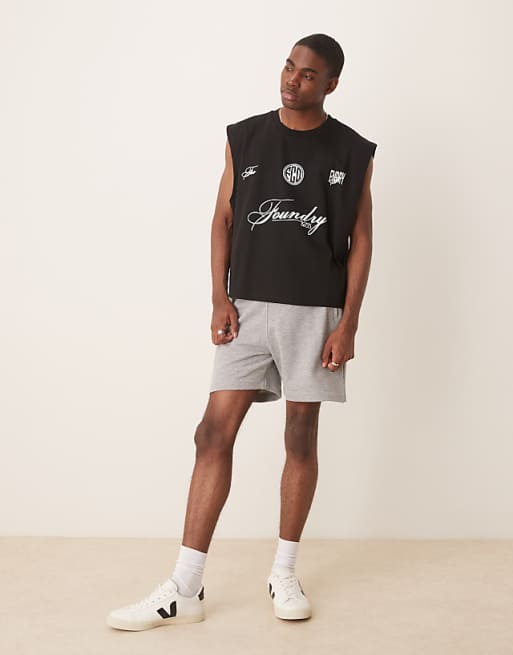 asos ASOS DESIGN relaxed vest with back print in black