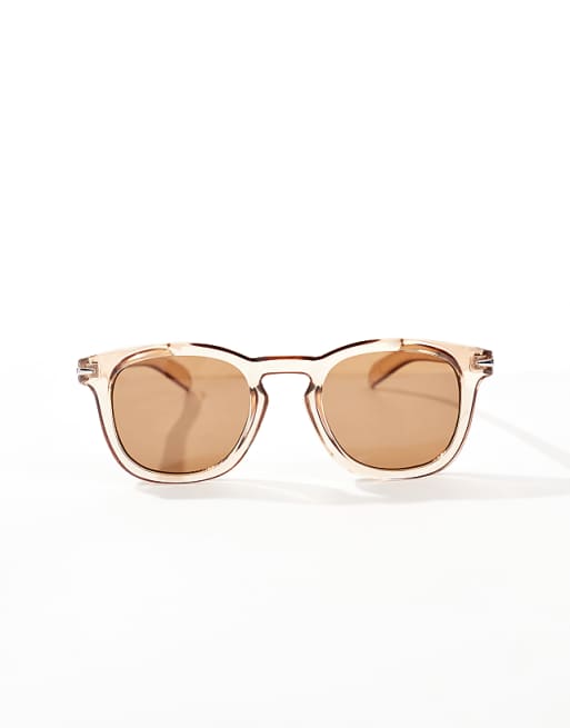 Asos ASOS DESIGN Round Sunglasses In Brown With Black Lens