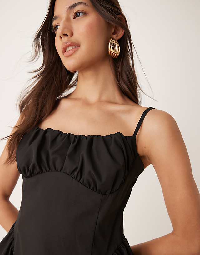 Asos ASOS DESIGN Ruched Bust Corset Mini Dress In Black