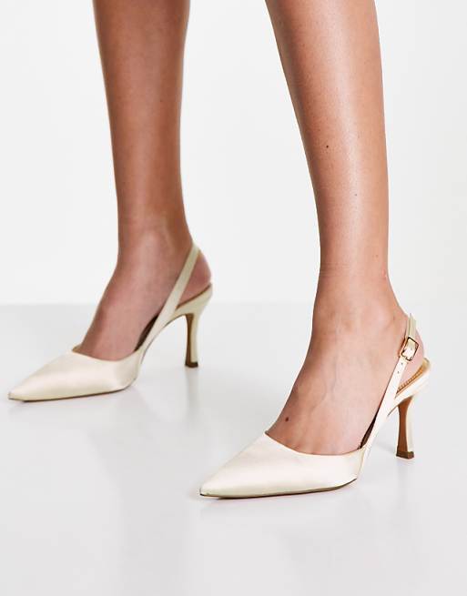 Asos ASOS DESIGN Samber Slingback Stiletto Heels In Ivory