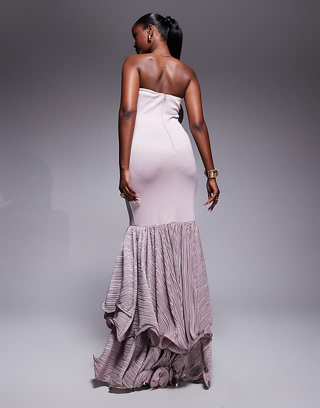 Asos ASOS DESIGN Scuba Maxi Dress With Plisse Ruffle Detailing In Blush