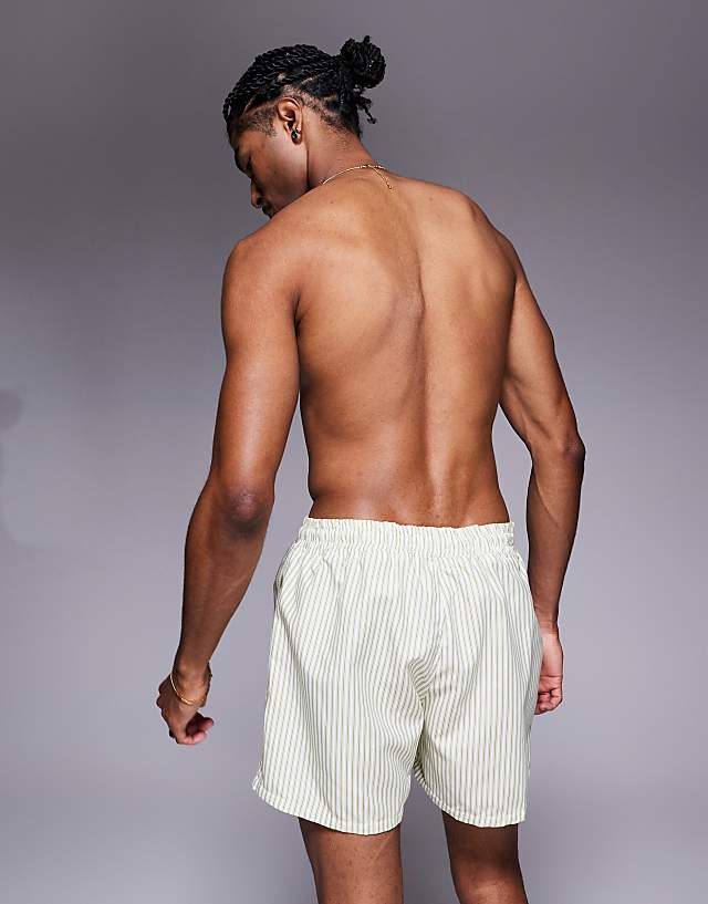 Asos ASOS DESIGN Short Length Swim Short In Cream Stripe