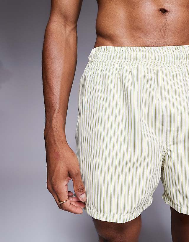 Asos ASOS DESIGN Short Length Swim Short In Cream Stripe