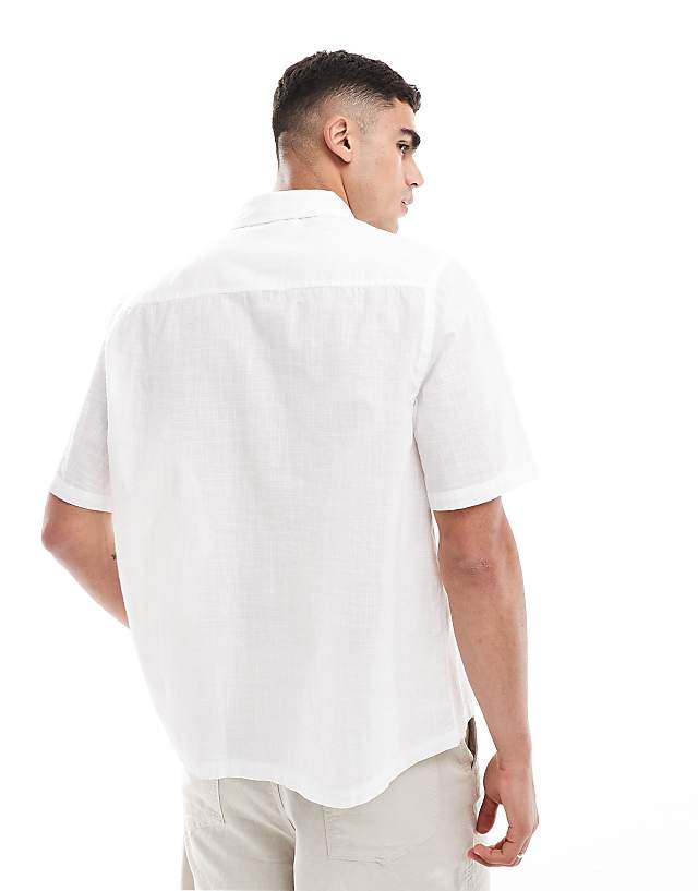 Asos ASOS DESIGN Short Sleeve Relaxed Linen Look Shirt In White
