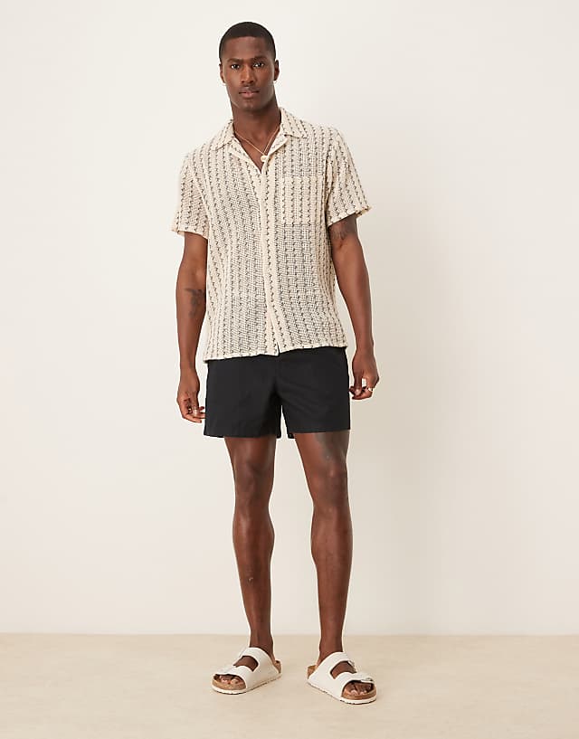 Asos ASOS DESIGN Shorter Length Linen Blend Shorts In Black