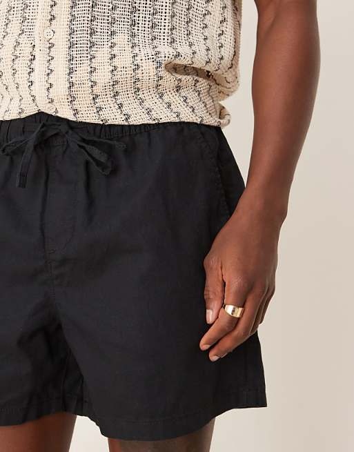 Asos ASOS DESIGN Shorter Length Linen Blend Shorts In Black