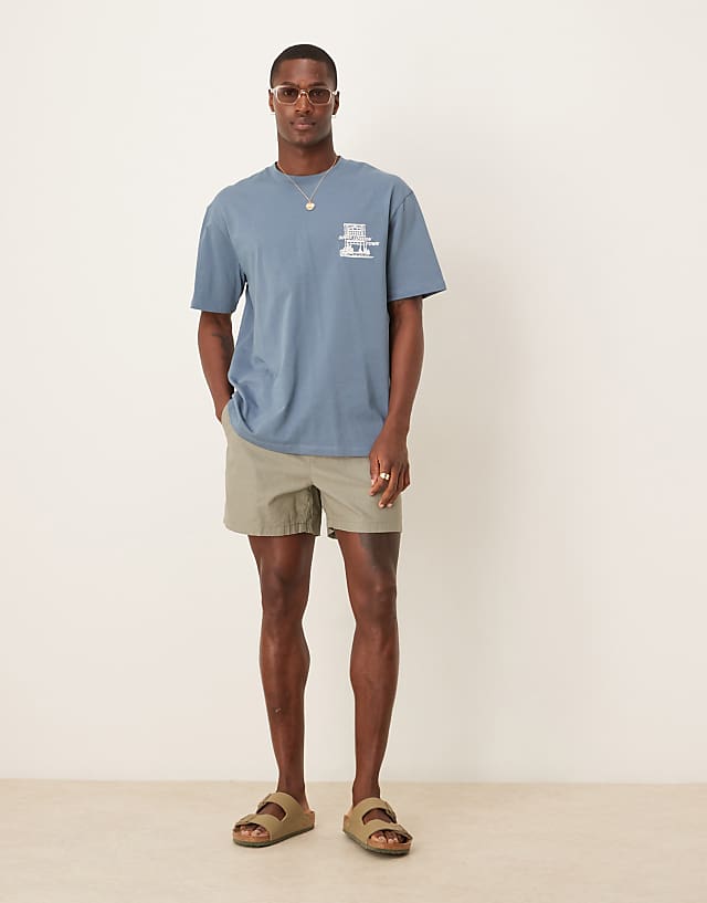 Asos ASOS DESIGN Shorter Length Linen Blend Shorts In Khaki