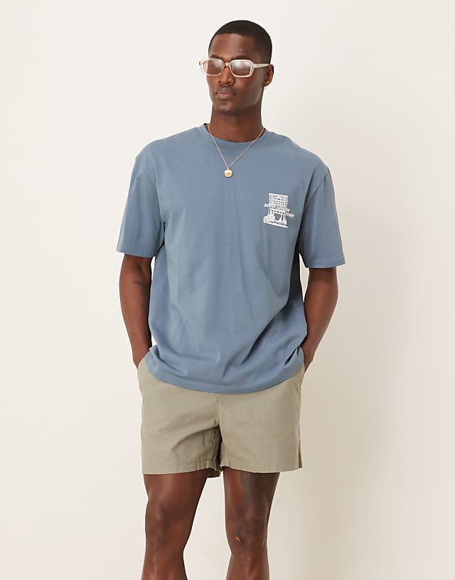 asos ASOS DESIGN shorter length linen blend shorts in khaki