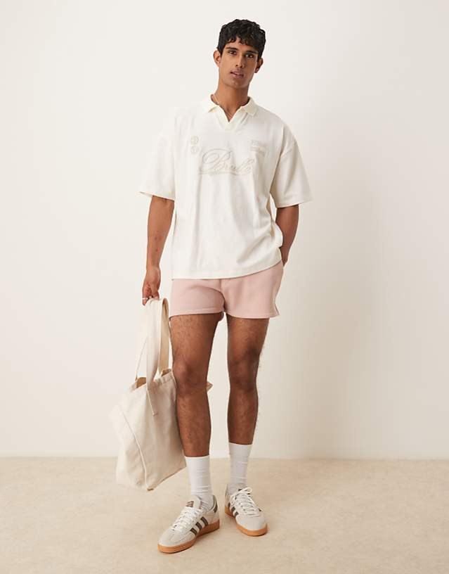 asos ASOS DESIGN shorter length short in light pink