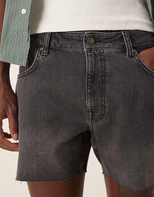 Asos ASOS DESIGN Shorter Length Slim Denim Shorts With Rip Detail In Black