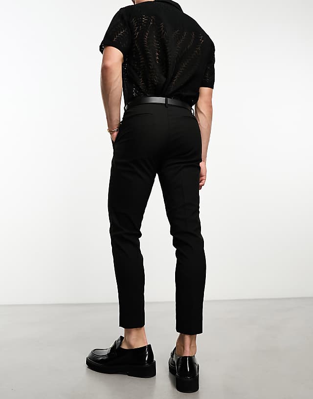 Asos ASOS DESIGN Skinny Cropped Smart Trousers In Black