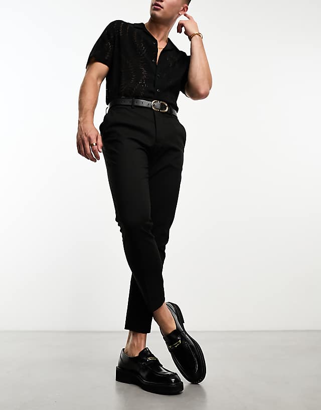 Asos ASOS DESIGN Skinny Cropped Smart Trousers In Black