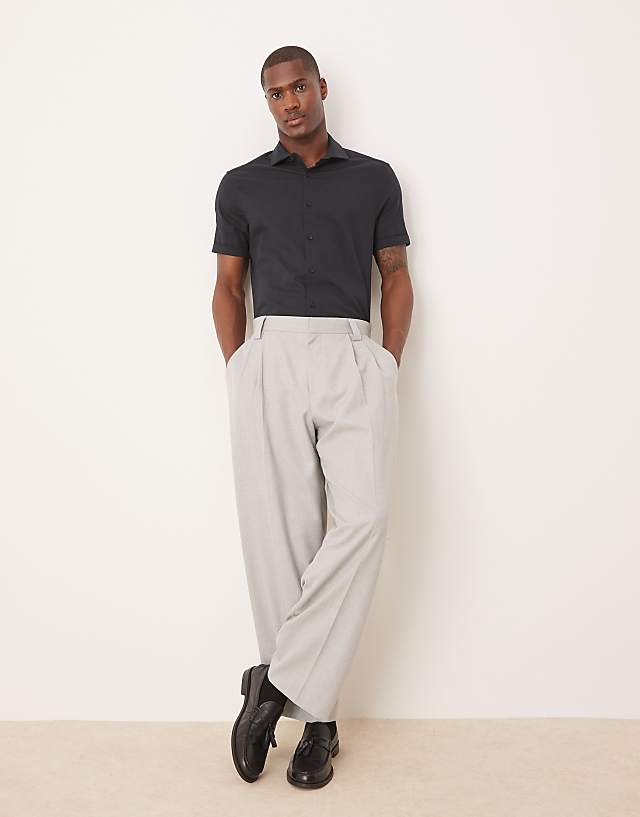 Asos ASOS DESIGN Skinny Fit Royal Oxford Shirt With Cutaway Collar In Black