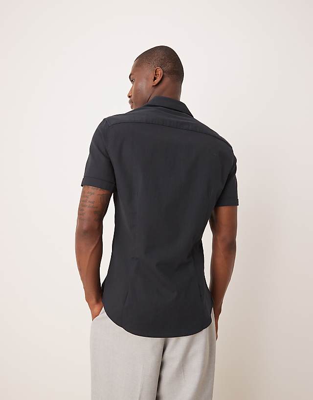 Asos ASOS DESIGN Skinny Fit Royal Oxford Shirt With Cutaway Collar In Black