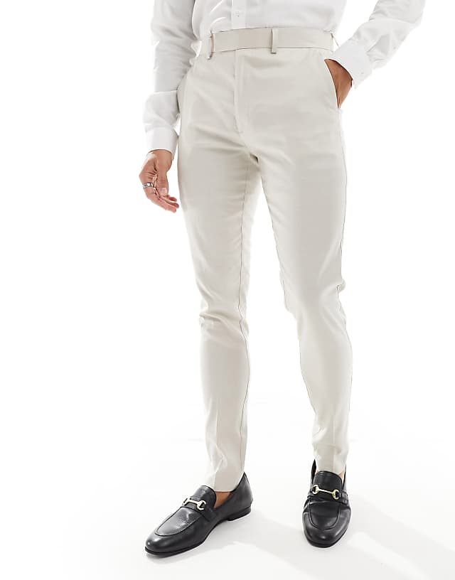 Asos ASOS DESIGN Skinny Linen Mix Suit Trousers In Stone