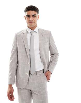 Asos ASOS DESIGN Skinny Suit In Beige Window Pane Check