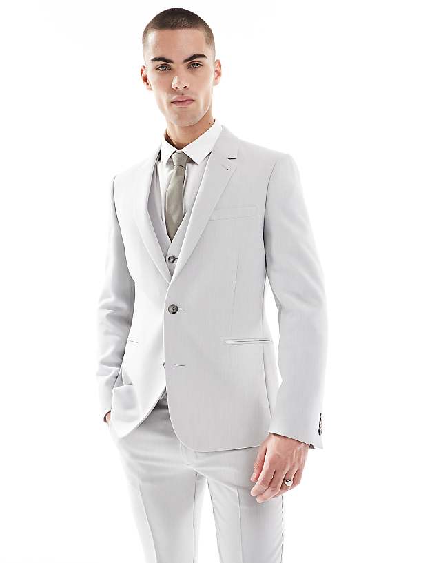 Asos ASOS DESIGN Skinny Suit In Light Grey Microtexture