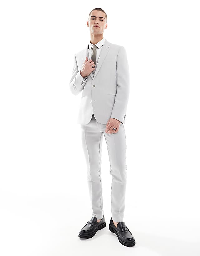 asos ASOS DESIGN skinny suit in light grey microtexture