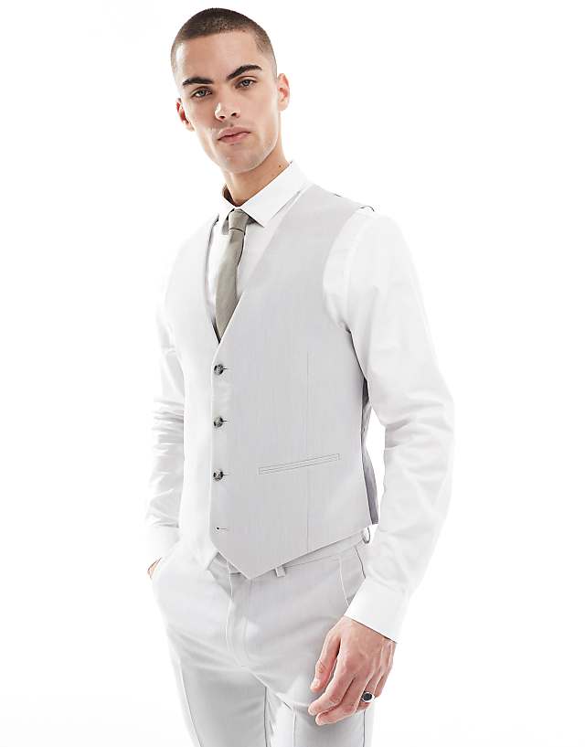 Asos ASOS DESIGN Skinny Suit In Light Grey Microtexture