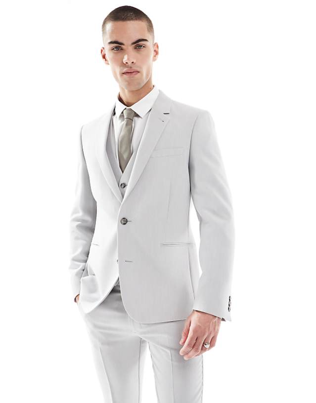 Asos ASOS DESIGN Skinny Suit In Light Grey Microtexture