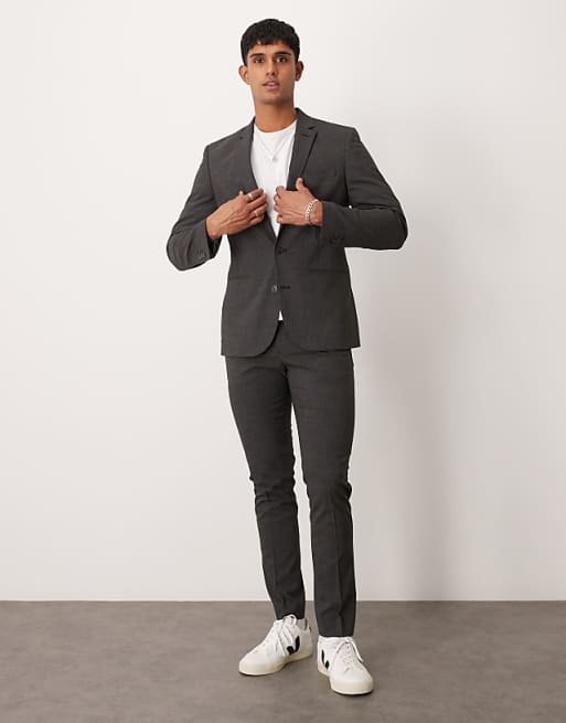 asos ASOS DESIGN skinny suit in salt and pepper texture