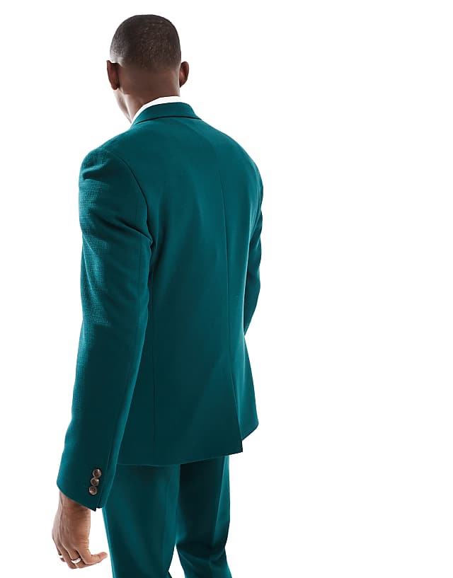 Asos ASOS DESIGN Skinny Suit Jacket In Green Slub Texture