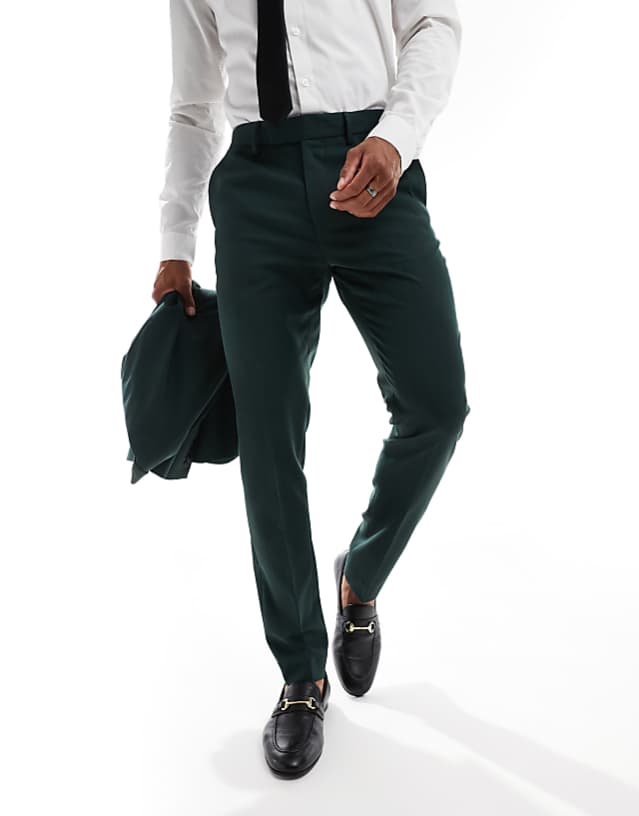 Asos ASOS DESIGN Skinny Suit Trousers In Dark Green Herringbone