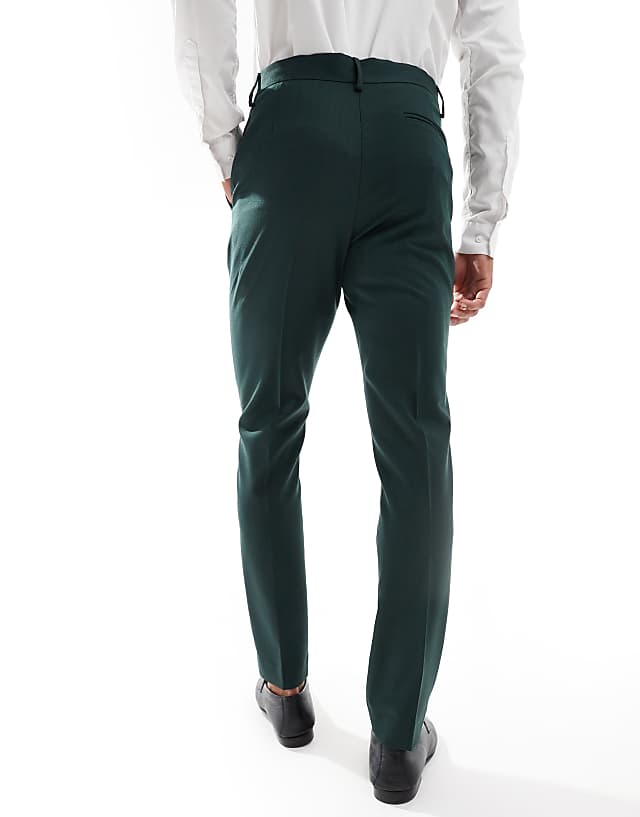 Asos ASOS DESIGN Skinny Suit Trousers In Dark Green Herringbone