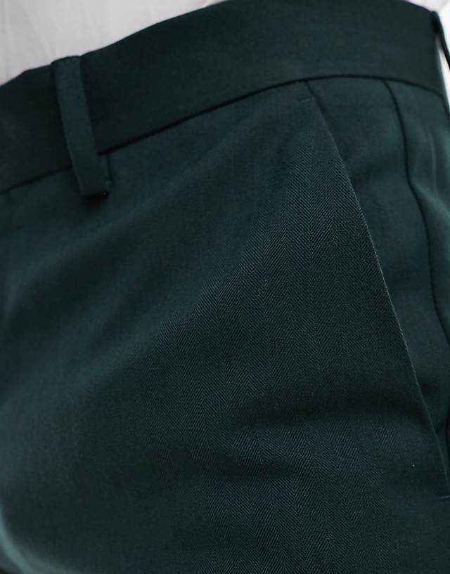 Asos ASOS DESIGN Skinny Suit Trousers In Dark Green Herringbone