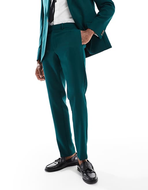 Asos ASOS DESIGN Skinny Suit Trousers In Green Slub Texture