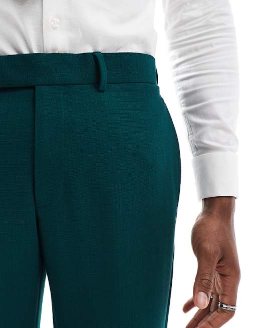 Asos ASOS DESIGN Skinny Suit Trousers In Green Slub Texture