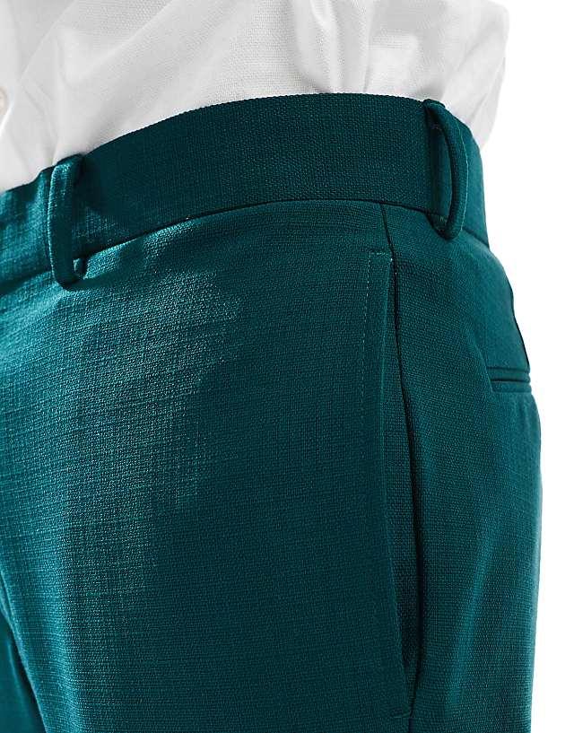 Asos ASOS DESIGN Skinny Suit Trousers In Green Slub Texture