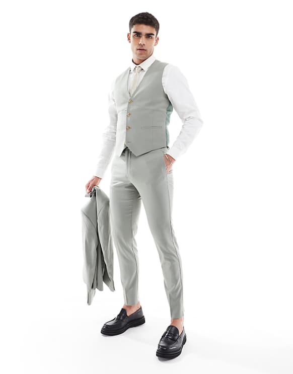 asos ASOS DESIGN skinny suit trousers in light green