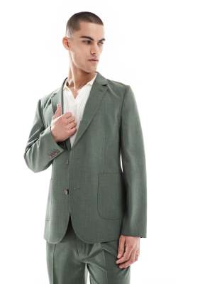 Asos ASOS DESIGN Skinny Summer Suit Jacket In Green Crosshatch