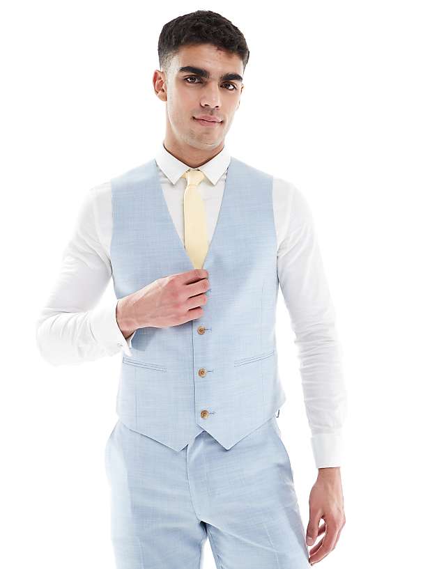 Asos ASOS DESIGN Skinny Wedding Suit In Blue Texture